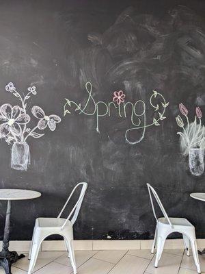 There's always a pretty drawing on the chalkboard here!