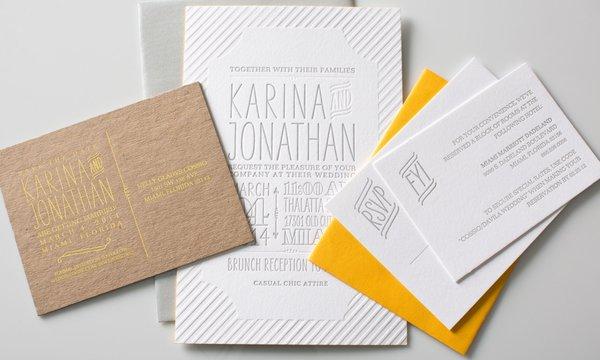 Modern letterpress wedding invites