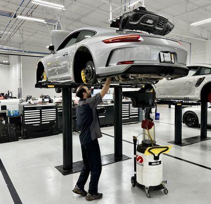 My 2019 GT3 Touring in for an oil change & brake flush.