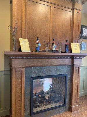Fireplace in private room.