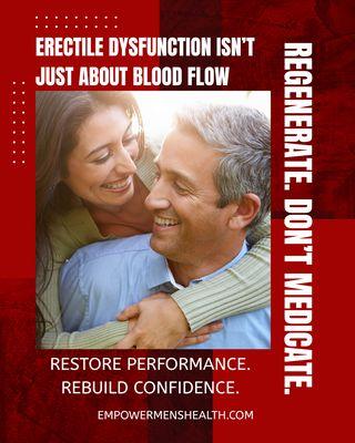 Leading-edge ED treatments including shockwave therapy, P-Shot®, and hormone balancing to improve blood flow, performance, and sexual health