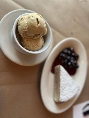Pistachio gelato and almond cake