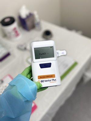 Our Covid-19 Rapid test is FDA approved and results available in less then 15min