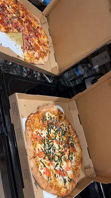Large Margherita Pizza, Large All Meat Pizza