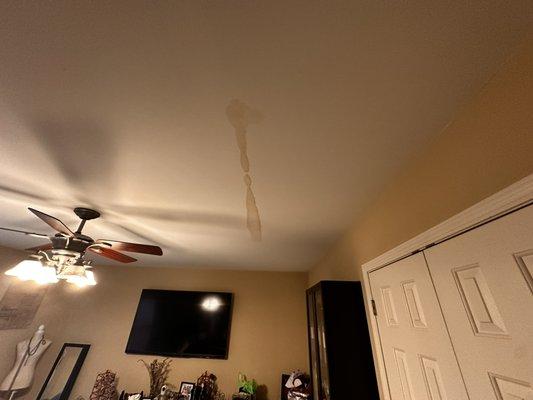 Moisture stain on ceiling - the roof and attic space needs to be evaluated. These are things to look out for.
