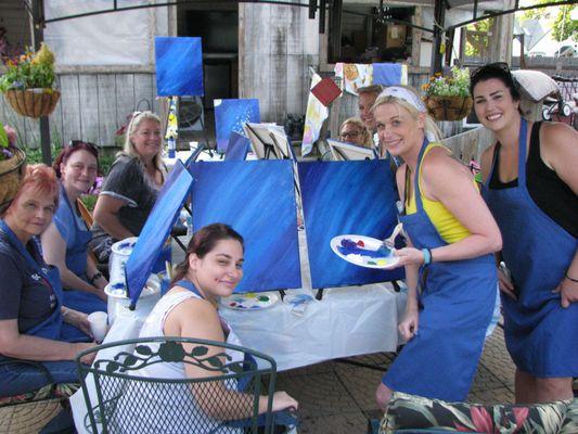 Everyone having fun working on my "Fireflies" painting.