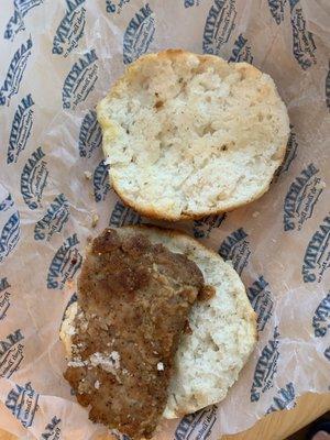 Very small portion for "large" biscuit.