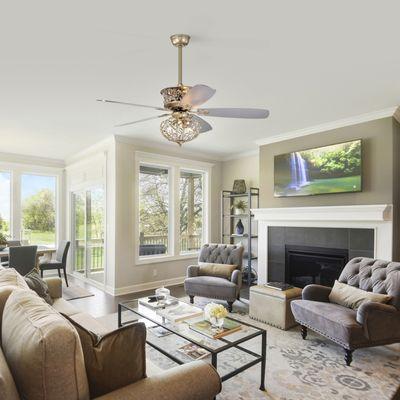 52 in. LED Indoor Champagne Silver Ceiling Fan with Light Kit and Remote Control