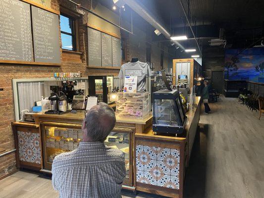 Inside bar, wine, whiskey, ice cream coffee and life music.