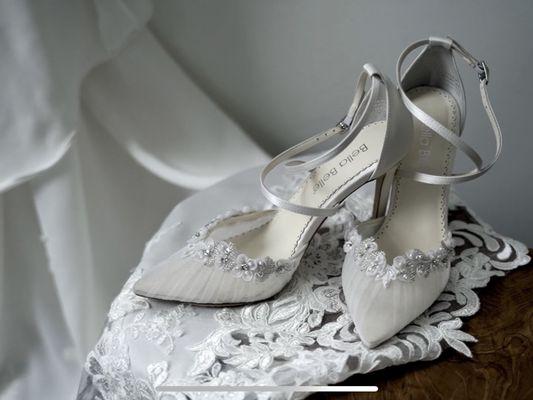 Bride heels and dress
