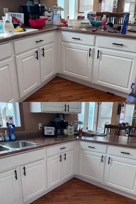 Before and After: Additional services purchased included cleaning the front of the cabinets.