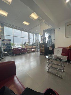 The waiting area is awesome! Free coffee and snacks for purchase.