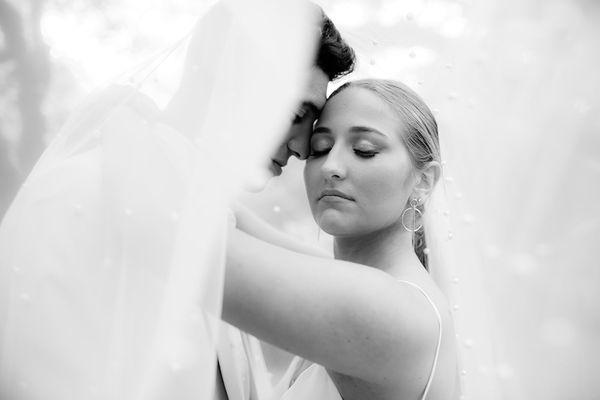 Bride and groom under the veil