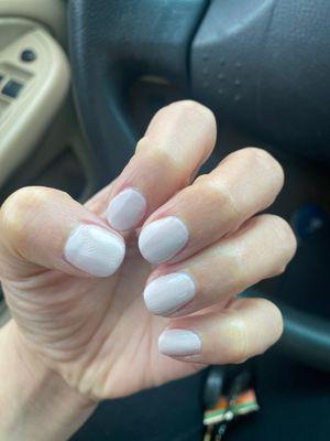 streaky nail polish.