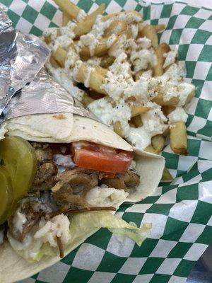 Chicken Shawarma Wrap with a side of Special French Fries