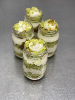 Key lime with cream cheese frosting cake jar.