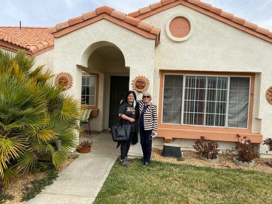 Ruth handing me my keys to my new house