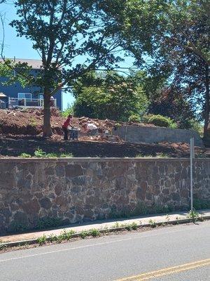 New installation of a 132' retaining wall in Salem!!