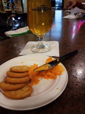 Back again visiting Kyle, the best bartender in Kenosha and enjoying our cheese and crackers.