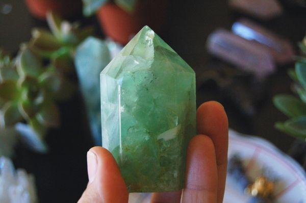 Vibrant green fluorite crystals are one of our favorites!