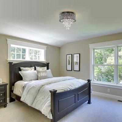 4-Light Antique Black Round Drum Flush Mount