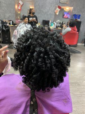 Spiral set on natural hair