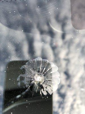 Golf ball sized rock damage repair