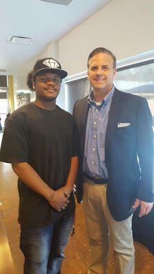 A future Gateway workforce program participant speaking with Executive Director Kevin Brackmeyer.