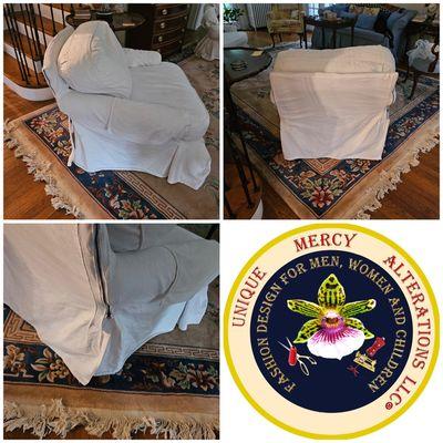 Reupholster zipper & hole repair on cotton fabric.