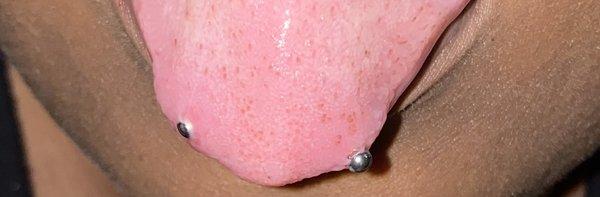 Another front view of the tongue ring i received at Hollywood tattoos! (2021)
