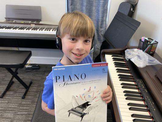 Having fun at the piano, as usual! Good work, H!