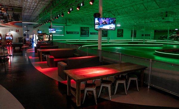 Another night shot of our indoor kart track lit by LEDs