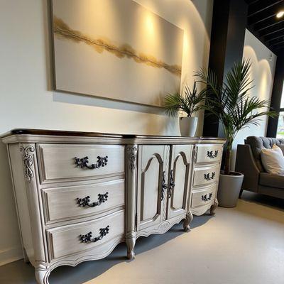 Custom refinished French provincial, large buffet.