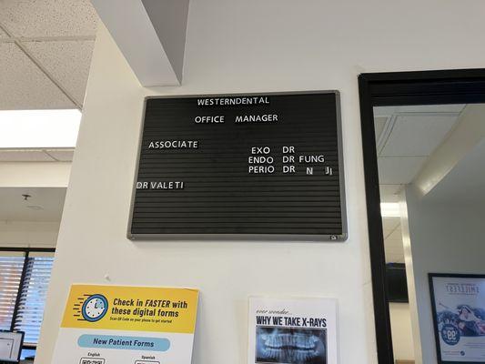 Who is responsible at Western Dental?