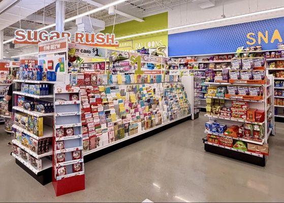 Greeting cards, snack foods, etc.