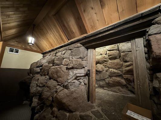Stone stairwell from bathrooms