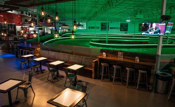 The LED-lit indoor track at night