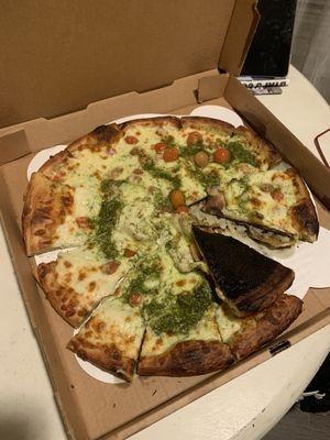 The most disgraceful pizza ever, it was 32 dollars wasted I was so mad.