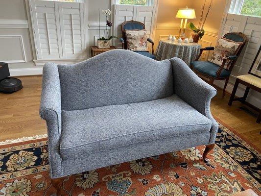 Reupholstered loveseat