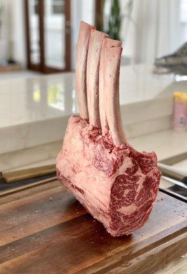 Wagyu tomahawk rack marble score 6/7