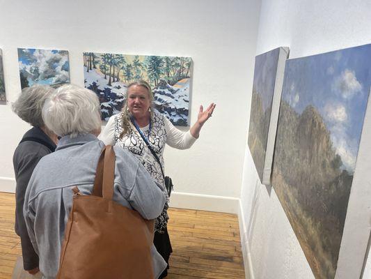 Gay Scheibl and her paintings.