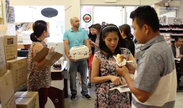 Crowd coming in for the big sale.