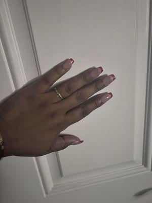 French gel on medium length acrylics
