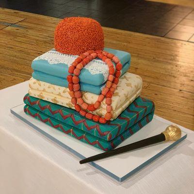 Igbo, staff ,cap,beads, judge traditional dress cake