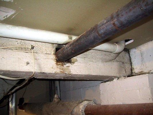 pipe thru joist.