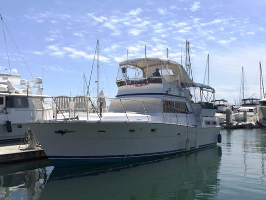 The beautiful yacht with its captain!