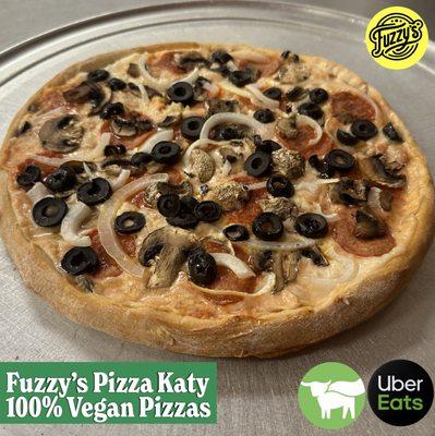 100% Vegan Pizza Options including vegan cheese, and beyond meat pepperoni