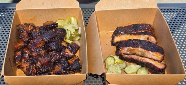 1 lb burnt ends and 1/2 lb ribs
