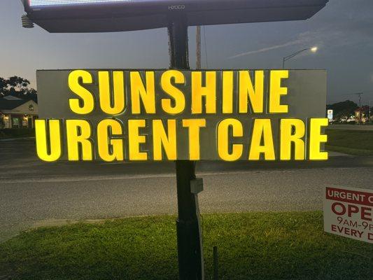 Sunshine Urgent Care Exterior Sign