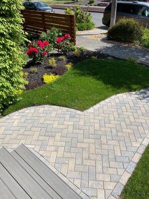 Paver path and lawn